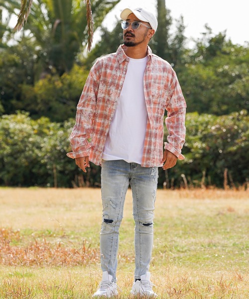 タイダイチェックロングシャツ（シャツ/ブラウス）｜adamsJUGGLER（アダムスジャグラー）