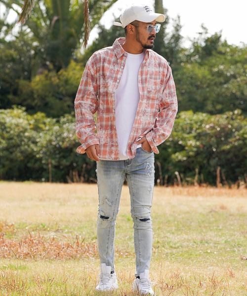 タイダイチェックロングシャツ（シャツ/ブラウス）｜adamsJUGGLER（アダムスジャグラー）