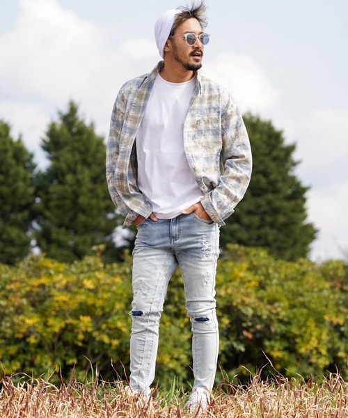 タイダイチェックロングシャツ（シャツ/ブラウス）｜adamsJUGGLER（アダムスジャグラー）