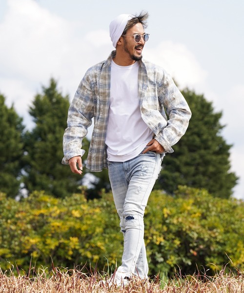 タイダイチェックロングシャツ（シャツ/ブラウス）｜adamsJUGGLER（アダムスジャグラー）