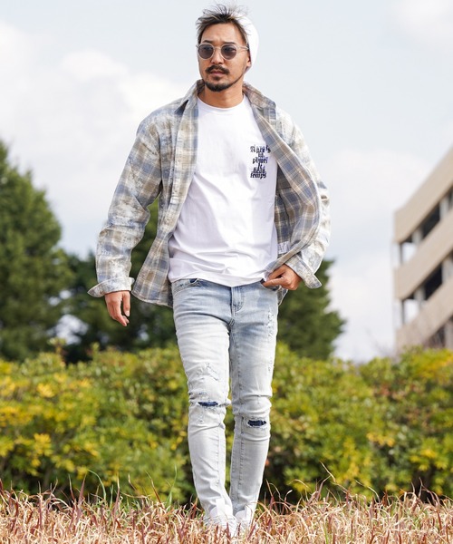 タイダイチェックロングシャツ（シャツ/ブラウス）｜adamsJUGGLER（アダムスジャグラー）