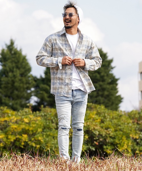 タイダイチェックロングシャツ（シャツ/ブラウス）｜adamsJUGGLER（アダムスジャグラー）