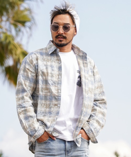 タイダイチェックロングシャツ（シャツ/ブラウス）｜adamsJUGGLER（アダムスジャグラー）