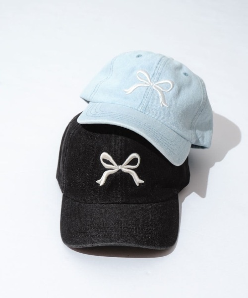 flower(フラワー)の「リボンエンブロイダリーキャップ(キャップ・レディース・ブラック/ブルー/ベージュ・FREE)」の4枚目の写真