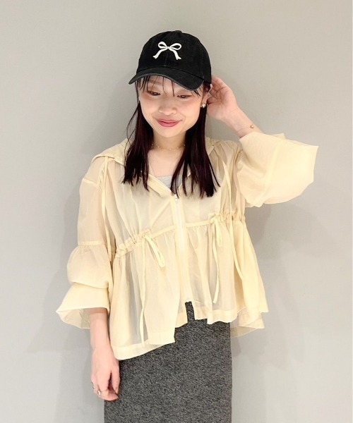 flower(フラワー)の「リボンエンブロイダリーキャップ(キャップ・レディース・ブラック/ブルー/ベージュ・FREE)」の20枚目の写真