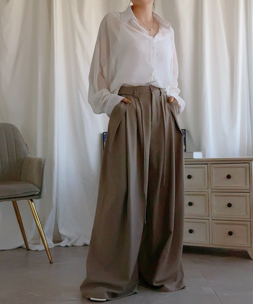 aimoha（アイモハ）の「【aimoha】ハイウエストタックドレープパンツ（その他パンツ・レディース・ベージュ/ブラック/グレー・SMALL/MEDIUM/X-LARGE/LARGE）」の13枚目の写真