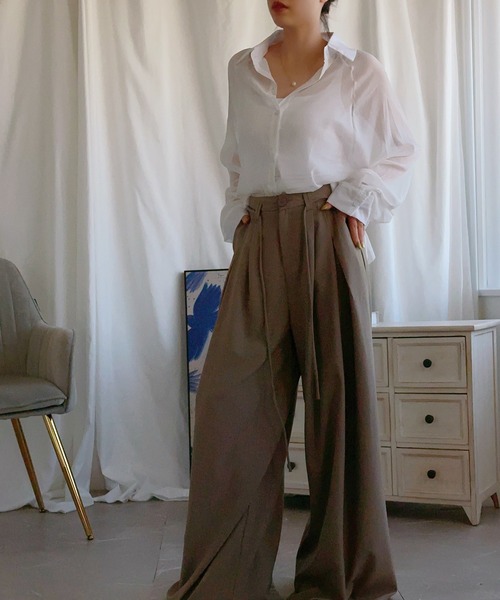 aimoha（アイモハ）の「【aimoha】ハイウエストタックドレープパンツ（その他パンツ・レディース・ベージュ/ブラック/グレー・SMALL/MEDIUM/X-LARGE/LARGE）」の19枚目の写真