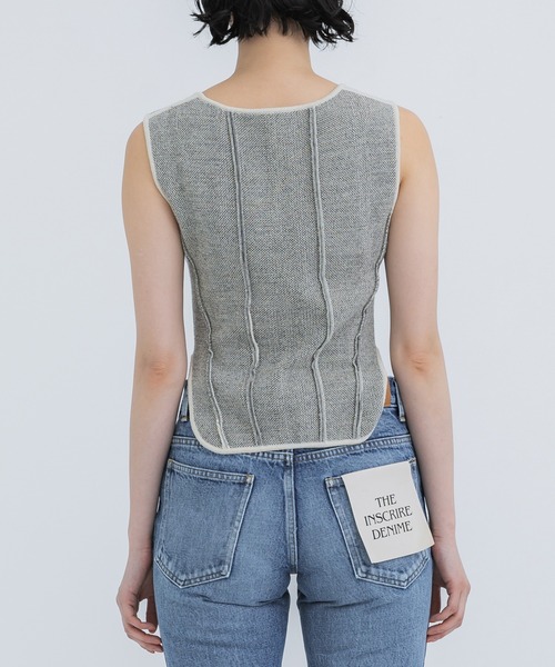 STUDIOUS(ステュディオス)の「【STUDIOUS/ステュディオス】ジップアップ2WAYニットビスチェ(ベスト・レディース・ホワイト/ダークグレー・FREE)」の7枚目の写真