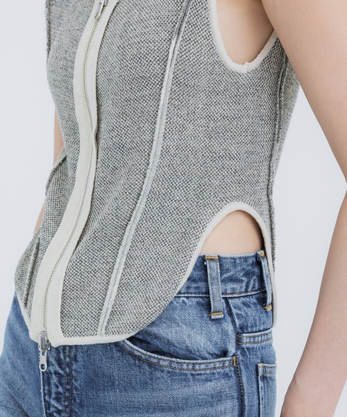 STUDIOUS(ステュディオス)の「【STUDIOUS/ステュディオス】ジップアップ2WAYニットビスチェ(ベスト・レディース・ホワイト/ダークグレー・FREE)」の10枚目の写真