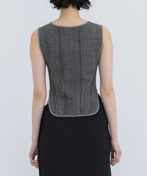 STUDIOUS(ステュディオス)の「【STUDIOUS/ステュディオス】ジップアップ2WAYニットビスチェ(ベスト・レディース・ホワイト/ダークグレー・FREE)」の16枚目の写真