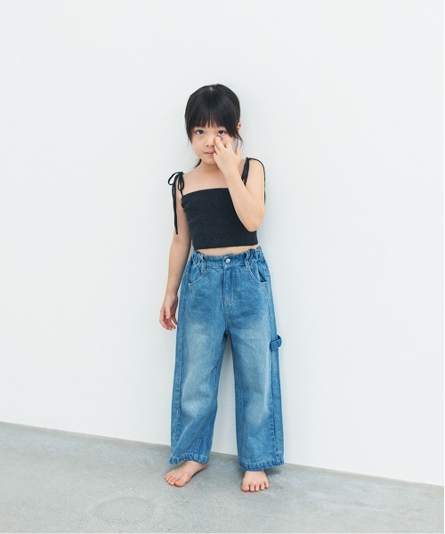 ooju(オージュ)の「【洗濯可能/洗えるニット】【ooju】ニットビスチェ(キャミソール・キッズ・チャコールグレー/ライム・1/2)」の7枚目の写真