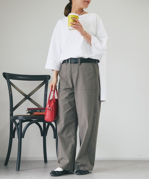 un dix cors（アンディコール）の「シルケット風ビックスリットプルオーバー（Tシャツ/カットソー・レディース・オフホワイト/ネイビー・FREE）」の11枚目の写真