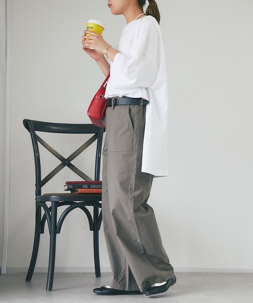 un dix cors（アンディコール）の「シルケット風ビックスリットプルオーバー（Tシャツ/カットソー・レディース・オフホワイト/ネイビー・FREE）」の13枚目の写真