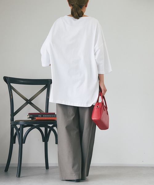 un dix cors（アンディコール）の「シルケット風ビックスリットプルオーバー（Tシャツ/カットソー・レディース・オフホワイト/ネイビー・FREE）」の12枚目の写真