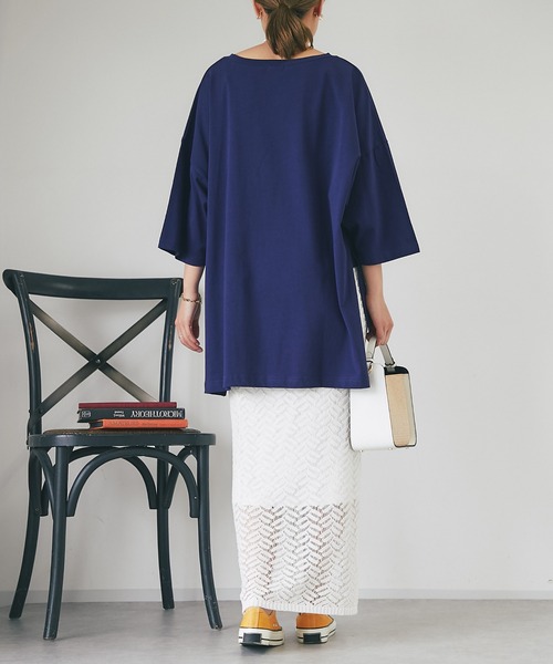 un dix cors（アンディコール）の「シルケット風ビックスリットプルオーバー（Tシャツ/カットソー・レディース・オフホワイト/ネイビー・FREE）」の22枚目の写真