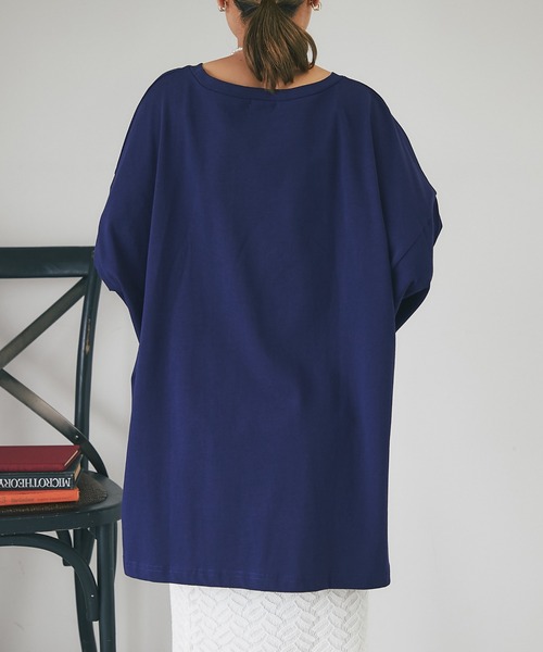 un dix cors（アンディコール）の「シルケット風ビックスリットプルオーバー（Tシャツ/カットソー・レディース・オフホワイト/ネイビー・FREE）」の17枚目の写真