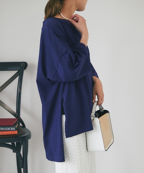 un dix cors（アンディコール）の「シルケット風ビックスリットプルオーバー（Tシャツ/カットソー・レディース・オフホワイト/ネイビー・FREE）」の18枚目の写真