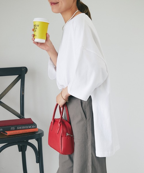 un dix cors（アンディコール）の「シルケット風ビックスリットプルオーバー（Tシャツ/カットソー・レディース・オフホワイト/ネイビー・FREE）」の8枚目の写真