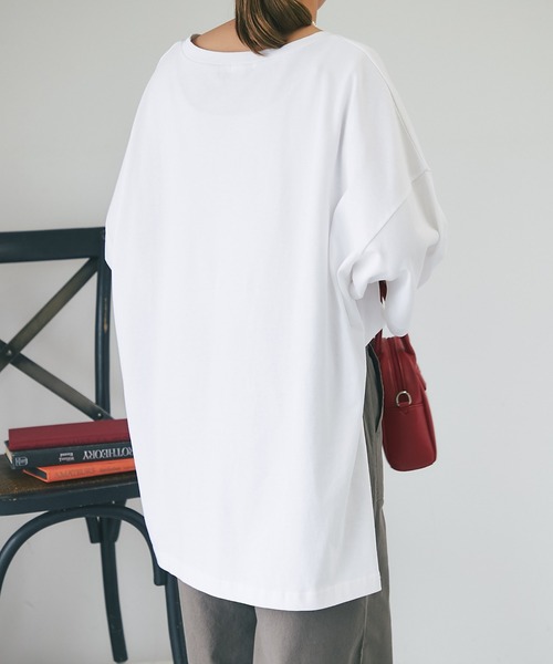 un dix cors（アンディコール）の「シルケット風ビックスリットプルオーバー（Tシャツ/カットソー・レディース・オフホワイト/ネイビー・FREE）」の7枚目の写真