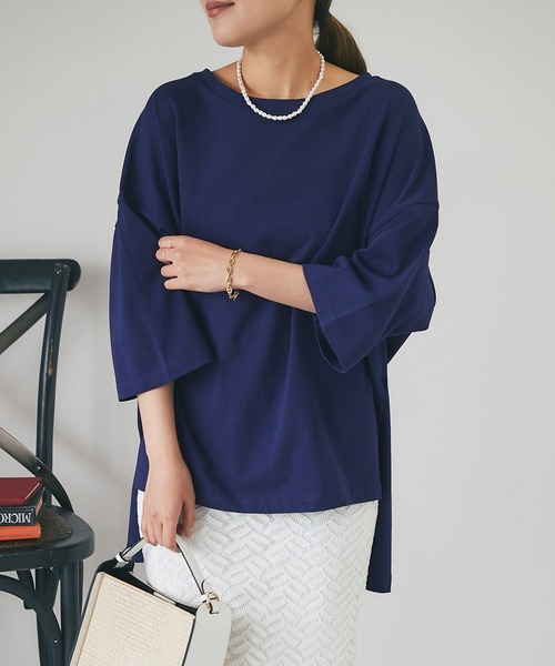 un dix cors（アンディコール）の「シルケット風ビックスリットプルオーバー（Tシャツ/カットソー・レディース・オフホワイト/ネイビー・FREE）」の19枚目の写真