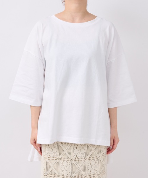 un dix cors（アンディコール）の「シルケット風ビックスリットプルオーバー（Tシャツ/カットソー・レディース・オフホワイト/ネイビー・FREE）」の5枚目の写真