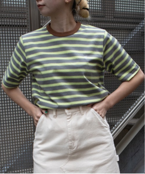 UNIVERSAL OVERALL（ユニバーサルオーバーオール）の「RETRO BORDER TEE（Tシャツ/カットソー・レディース・ホワイト×ブラック/ブルー系その他2/グレー系その他・M/L）」の15枚目の写真