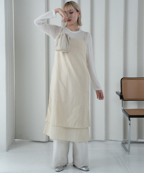 Amiur（エミレ）の「tiered design cami op / ティアードデザインキャミワンピ（ワンピース・レディース・ブルー/アイボリー/ピンク・FREE）」の5枚目の写真