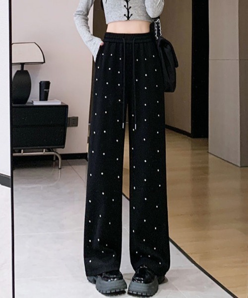 SHEENA(シーナ)の「ビジュースウェットパンツ(スウェットパンツ・レディース・ブラック/ホワイト・M)」の10枚目の写真