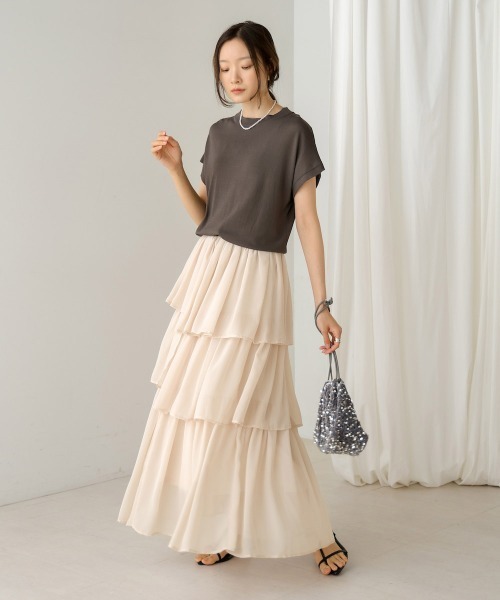 Bab(バブ)の「ランダムティアードスカート(スカート・レディース・チャコールグレー/ホワイト系その他・S/M)」の14枚目の写真