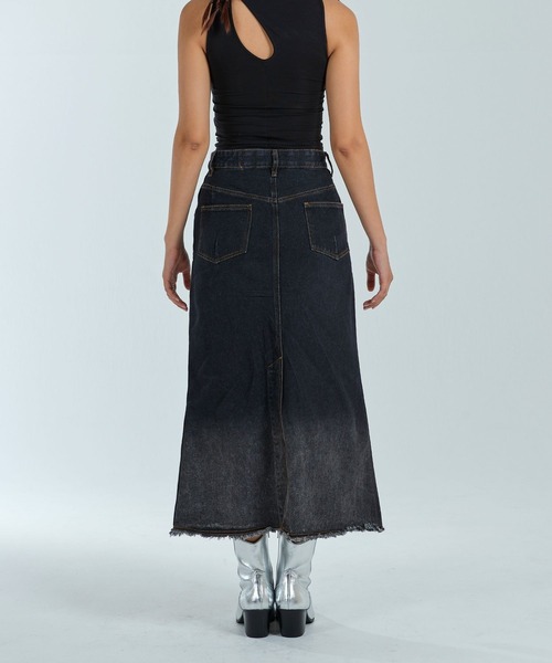 ADDYSONS(アディソンズ)の「Fringe Denim Skirt(デニムスカート・レディース・ブルー/ブラック・SMALL/MEDIUM)」の8枚目の写真
