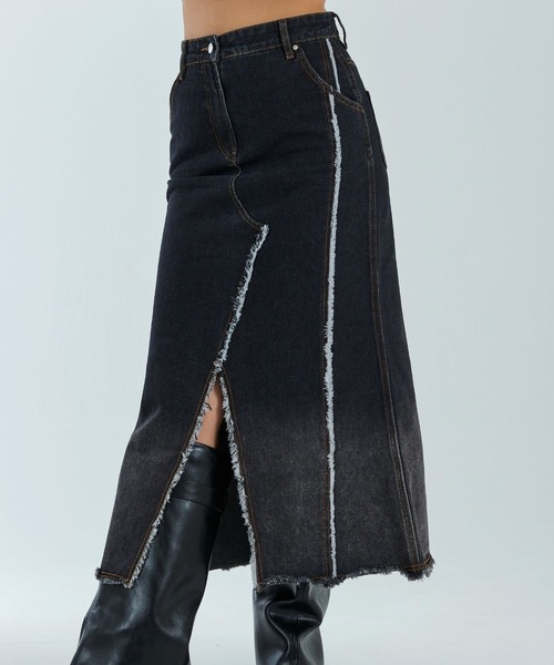 ADDYSONS(アディソンズ)の「Fringe Denim Skirt(デニムスカート・レディース・ブルー/ブラック・SMALL/MEDIUM)」の10枚目の写真