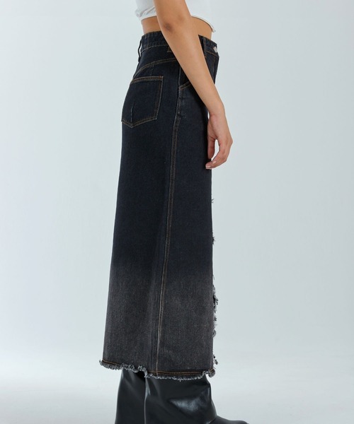 ADDYSONS(アディソンズ)の「Fringe Denim Skirt(デニムスカート・レディース・ブルー/ブラック・SMALL/MEDIUM)」の9枚目の写真