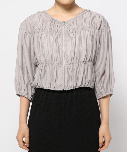 mysty woman（ミスティウーマン）の「シャーリングドロストブルゾン　128552（ブルゾン・レディース・ブラック/ライトグレー/オフホワイト・FREE）」の12枚目の写真