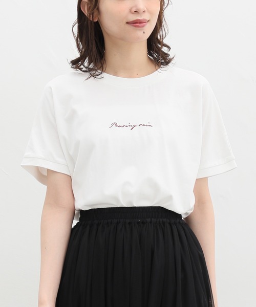 Honeys（ハニーズ）の「ロゴ刺繍Ｔシャツ（Tシャツ/カットソー・レディース・ホワイト/ホワイト系その他/スミクロ/ミント/ホワイト×レッド・S/M/L/LL）」の3枚目の写真