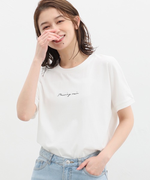 Honeys（ハニーズ）の「ロゴ刺繍Ｔシャツ（Tシャツ/カットソー・レディース・ホワイト/ホワイト系その他/スミクロ/ミント/ホワイト×レッド・S/M/L/LL）」の2枚目の写真