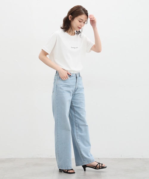 Honeys（ハニーズ）の「ロゴ刺繍Ｔシャツ（Tシャツ/カットソー・レディース・ホワイト/ホワイト系その他/スミクロ/ミント/ホワイト×レッド・S/M/L/LL）」の6枚目の写真