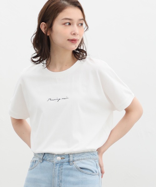 Honeys（ハニーズ）の「ロゴ刺繍Ｔシャツ（Tシャツ/カットソー・レディース・ホワイト/ホワイト系その他/スミクロ/ミント/ホワイト×レッド・S/M/L/LL）」の7枚目の写真