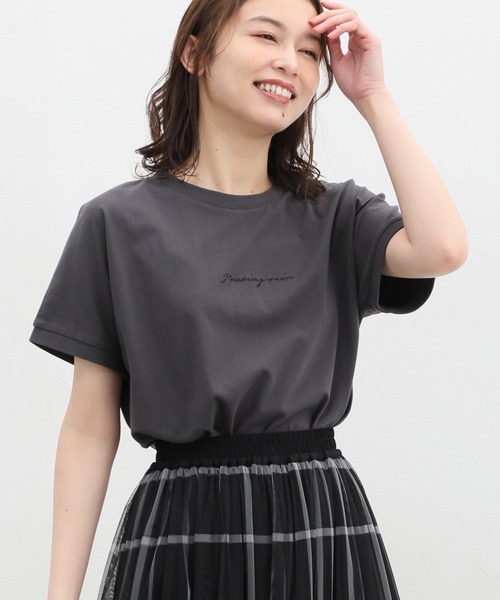 Honeys（ハニーズ）の「ロゴ刺繍Ｔシャツ（Tシャツ/カットソー・レディース・ホワイト/ホワイト系その他/スミクロ/ミント/ホワイト×レッド・S/M/L/LL）」の9枚目の写真