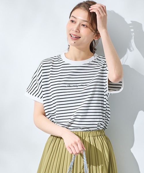 Honeys（ハニーズ）の「ロゴ刺繍Ｔシャツ（Tシャツ/カットソー・レディース・ホワイト/ホワイト系その他/スミクロ/ミント/ホワイト×レッド・S/M/L/LL）」の17枚目の写真