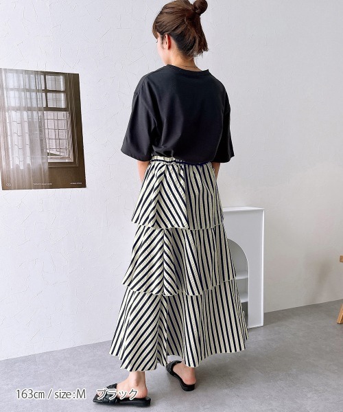 nissen（ニッセン）の「【販売終了】ストライプティアードスカート（スカート・レディース・ネイビー/ブラック・M/L）」の7枚目の写真