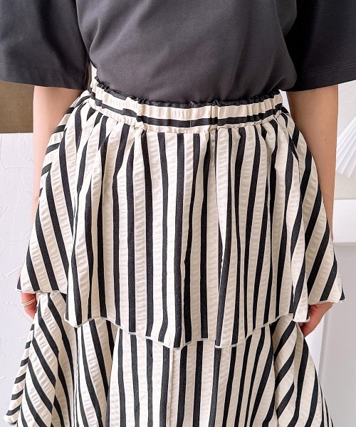 nissen（ニッセン）の「【販売終了】ストライプティアードスカート（スカート・レディース・ネイビー/ブラック・M/L）」の5枚目の写真