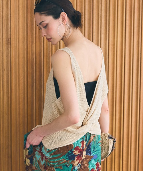 coca（coca）（コカ）の「バッククロスニットタンクトップ（タンクトップ・レディース・ベージュ/その他1・M/L）」の5枚目の写真