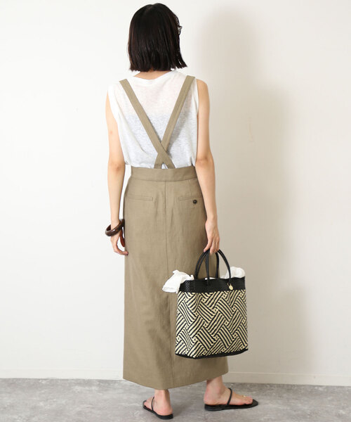 新品✳SLOBE IENA リネン混TRサスペンダー付きペンシルスカート　36 SLOBE IENA（スローブイエナ）の「リネン混TRサスペンダー付き