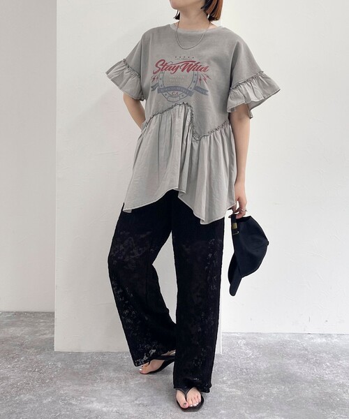 fredy emue(フレディエミュ)の「ピグメント加工リメイク風Tシャツ(Tシャツ/カットソー・レディース・チャコールグレー/ライトグレー・38)」の10枚目の写真