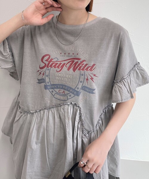 fredy emue(フレディエミュ)の「ピグメント加工リメイク風Tシャツ(Tシャツ/カットソー・レディース・チャコールグレー/ライトグレー・38)」の15枚目の写真