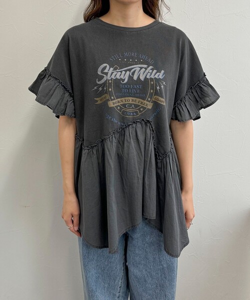 fredy emue(フレディエミュ)の「ピグメント加工リメイク風Tシャツ(Tシャツ/カットソー・レディース・チャコールグレー/ライトグレー・38)」の16枚目の写真