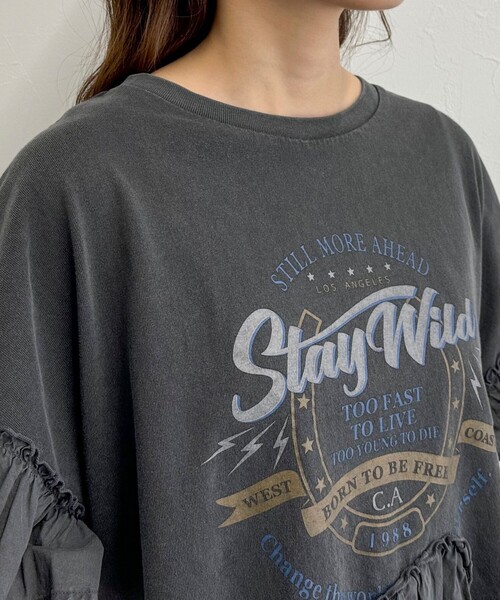 fredy emue(フレディエミュ)の「ピグメント加工リメイク風Tシャツ(Tシャツ/カットソー・レディース・チャコールグレー/ライトグレー・38)」の19枚目の写真
