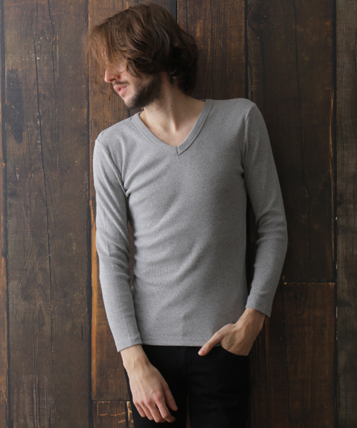 NO ID.(ノーアイディ)の「mlt1276 - 16フライス9分袖VネックTシャツ(Tシャツ/カットソー・メンズ・ブラック/グレー系その他/ホワイト/アッシュグレー・1/3/2)」の3枚目の写真
