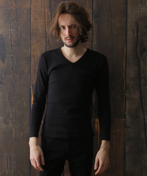 NO ID. | mlt1276 - 16フライス9分袖VネックTシャツ(Tシャツ/カットソー)