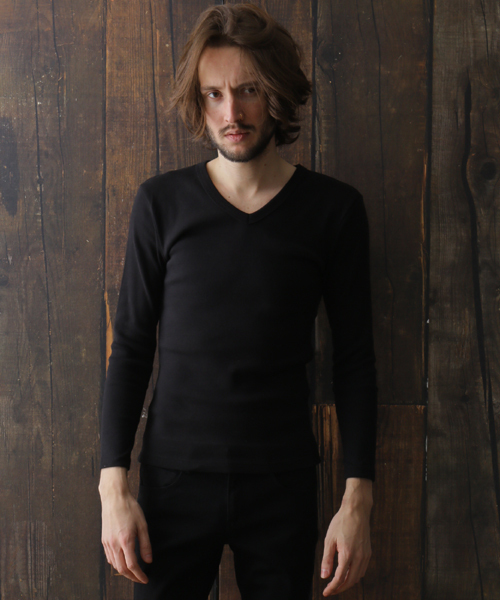 NO ID.(ノーアイディ)の「mlt1276 - 16フライス9分袖VネックTシャツ(Tシャツ/カットソー・メンズ・ブラック/グレー系その他/ホワイト/アッシュグレー・1/3/2)」の1枚目の写真